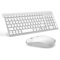 무선 키보드 마우스 숫자 키가 있는 풀 사이즈. IMac Mac PC 노트북 태블릿 컴퓨터 windows와 호환 실버, [04] F A Silver White