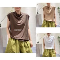 루즈핏 반목 나시 여름 반폴라 캡소매 나시 티셔츠 올리졸리3A3M35