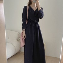 스위트플러스 임부복 링클프리 브이넥 반오픈 스트링 수유원피스