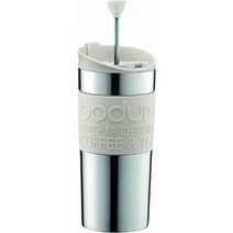 Bodum 여행용 프렌치 프레스 커피 메이커 세트 여분의 뚜껑이 있는 스테인리스 스틸 진공 0.35L/12oz 화이트, Off White