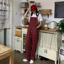 여성 점프수트 체크무늬 멜빵바지 730 rj 16