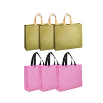 에클리츠 단색 코팅 부직포 쇼핑백, 카키+핑크(소), 6개입