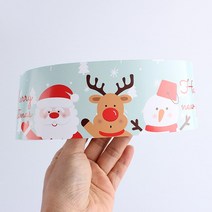 피크닉앤패키지 크리스마스 선물포장용품 산타 루돌프 비닐봉투 포장지, 산타와친구들띠지(가로형), 5개