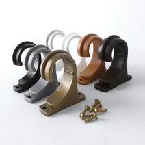 레일앤폴 35mm 커튼봉 일반브라켓 세트, 1세트, 블랙