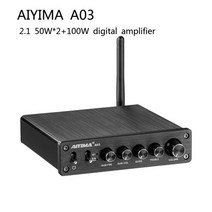 방송 음향 오디오 출력 증폭기 스피커aiyima tpa3156 블루투스 서브우퍼 2.1 50wx2 100w 디지털 전력 aptx hd 5.1 홈 시어터 coax opt dsp, 협력사, A03 블랙