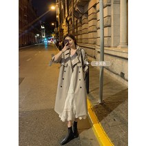 카키롱코트 뚱뚱함 이쁜이 빅사이즈 여성의류 봄 가을 룩 스타일리쉬한코트 헵번풍 하프기장 무릎넘어 눈길을 2582094349