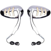 Harley Davidson 호환 할리 호환 할리데이비슨로드 킹을위한 Led 턴 시그널 라이트 블랙 크롬 핸들 바 미러와 함께 오른쪽 오토바이 후면보기 미러, Chrome