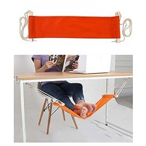 Home-organizer Tech 휴대용 조절 가능한 발 해먹 코너 책상 사무실 받침대 미니 밑 가정 사무실 비행기 여행 공부 휴식용(다크 블루), Orange