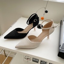 에디스아미 스틸레토 사이드 오픈 골드굽 스트랩 힐 7cm 메리제인 구두 펌프스 슬링백 정장 미들힐