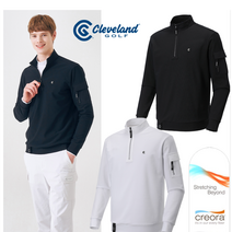 클리브랜드[NC강남] 트리코트 톤온톤 우븐배색 남성 간절기 반집업 긴팔티셔츠/골프웨어