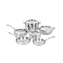 [해외] 쿠시나르트 프렌치 클래식 트라이플 스테인레스 10개입 쿡웨어 세트 실버, 10-Piece_Cookware Set