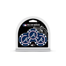Team Golf MLB 골프 칩 볼 마커(3개) 튀어나온 작은 양면 에나멜 마커가 있는 포커 크기, Atlanta Braves