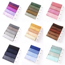 83color 코튼 코튼 말레이시아 퓨어 TR 코튼 버블 롱 타월 솔리드 스카프 주름 면 린넨 머플러