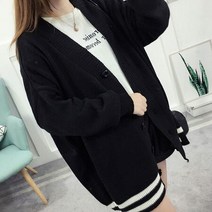 오노마 오노마 ONM 흰색라인 포인트 여성 가디건 단추 여밈 검정색 패션 (8117319)
