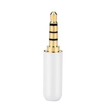 무저항잭 3.5mm 헤드폰 플러그 3/4 폴 스테레오 남성 골드 도금 오디오 어댑터 3.5 Hifi 스피커 이어폰 잭 AUX 솔더 와이어 커넥터, 3.5mm 4 pole White_2pcs
