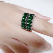 [라비올렛] K177 화려한 여성스러운 고급스런 귀티나는 에메랄드 프리사이즈 패션 쌍반지