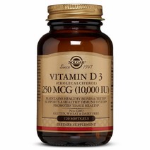 Solgar 솔가 비타민 D3 콜레칼시페롤 250mcg (10000IU) 120정, 1개