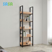 사사가구 우드픽 참죽원목 스틸 책장 선반장 600, 내추럴