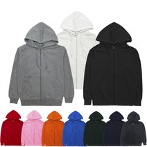 로맨코 남녀공용 무지 특양면 후드 집업 티셔츠