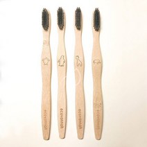 [에코바나] BOO 칫솔세트 성인용 4개입(Random Animals Logo) 대나무칫솔 수입칫솔 부드러운칫솔, 1팩, 4개입