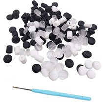 I&H 실리콘 마스크 길이조절 스토퍼 줄 끈 조절기+코바늘 포함, 50개, 블랙(납작)