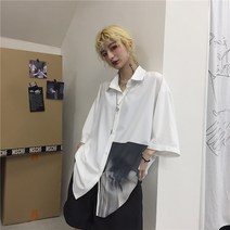 남여 여름 인스타 베이직 화이트 반팔 프린팅 코디하기 좋은 디자인 남여셔츠 커플룩