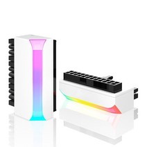 ATX 24 핀-90 도 전원 어댑터 5V ARGB 동기화 컴퓨터 마더 보드 공급 장치 케이블 커넥터 DIY 모듈, 03 White ARGB