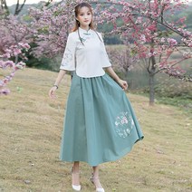 여성 개량한복 원피스 자수 여름한복 생활한복 여자 디자인한복 복고풍 철릭한복