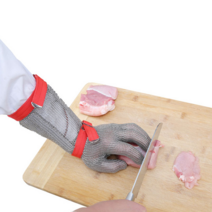 철장갑 쇠장갑 찔림 절단 방지 쇠그물 육가공 작업, XS 확장된 15cm 나일론 손목 스트랩
