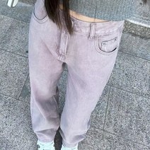 여자청바지 아메리칸 스타일 고민 보라색 청바지 여성 가을 ​​겨울 스타일 얇은 하이 웨이스트 틈새 디자인 감각 느슨한 와이드 레그 팬츠 유행 스키니진