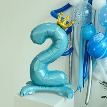 파티아일랜드 왕관 숫자 스탠드풍선, 3, 블루