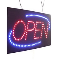 Open Sign 24” with Blue Oval TOPKING Signage LED Neon Open Store Window Shop Business Display, 1