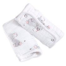 Aden by aden + anais 스트랩 커버 100% 면 모슬린 폴리에스터 충전재 2팩 사파리 아가씨 - 코끼리, safari babes - elephant 2-pack