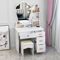 작은공간 딱맞는 미니화장대 화장품진열대 예쁘고 클래식느낌 원룸, 조립, 70화이트 프린세스 미러 우 + 무료 스툴