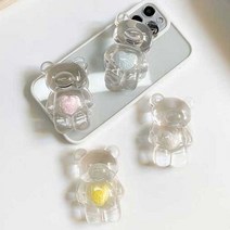 투명 마이하트 곰돌이 그립톡 스마트링 택1, 블루