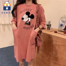 손드르 디즈니 미키 큰 사이즈 헐렁 한 원피스 점프티 원피스(3색)