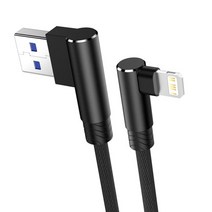 90도 고속 충전 usb 충전기 케이블 iphone 6 6s 7 8 plus x xr 11 12 13 pro max se 2 ipad origin 데이터 코드 긴 와이어 3m, 검은 색