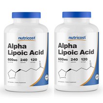 2개세트 Nutricost Alpha Lipoic Acid 뉴트리코스트 알파 리포산 600mg 240캡슐