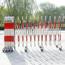 이동식 접이식 자바라 바리케이트 보안 울타리 바퀴식 펜스 정문 주차 스틸 바리케이트, 1.1x7m