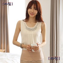 여성 여름 나시 블라우스 민소매 쉬폰 티 셔츠 레이스