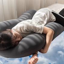 국산 더커진 쫀득 바디 필로우 에어 죽부인 에어볼 찹쌀 모찌 원형롱쿠션 커버 왕베개, u자형 뚱뚱베개, 그레이
