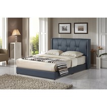 슈퍼싱글/ 퀸/ 킹 사이즈 날개형 헤드 패턴 디자인 가죽 패브릭 침대 로이스, 인조가죽PU, 초코