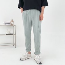 남자 린넨 스판 테이퍼드 세미와이드 밴딩 팬츠 슬랙스(7COLOR)