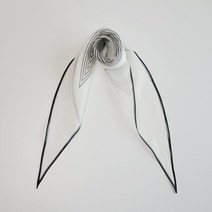 [자체제작] 아리 스트라이프 린넨실크 미니마름모 스카프 (화이트블랙)