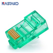 Cat5e RJ45 커넥터를 통한 간편한 통과 UTP 금도금 모듈러 플매트 카펫 러그 8P8C 네트워크 트위스트 페어 케이블 잭, [01] 50pcs EZ-Cat5e, [04] Green
