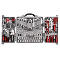 공구 세트 CARTMAN 205 개 레드 래칫 렌치 소켓 키트 플라스틱 상자 포함, 205pk