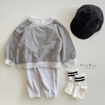 [꿈망울] 아동복 유아 키즈 봄/가을 유행타지 않는 단가라 매력 남아여아 공용 상하복SET(4color)