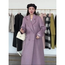 명선 아치바늘공예 장모시리즈2023기질 터틀넥 루즈핏 날씬해 보이는 양면 모직 코트 여동69212