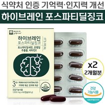 하이 브레인 포스파티 딜 징코 식약처 인증 인지력 기억력 혈행 개선 도움 포스파티 딜세린 은행잎 추출물 비타민 E 항산화 두 뇌 머리 영양 보충용 제품 포스피티 달세린 진코 정품, 120캡슐 (2개월분)