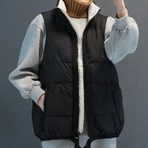 여성 오리털 패딩조끼 신상디자인 덕다운 프리사이즈 3컬러 55사이즈 66사이즈 77사이즈 힙커버 하프기장 겨울패딩 숏 베스트 40대 미시옷 몽 구호스타일 안감배색 고급 패딩조